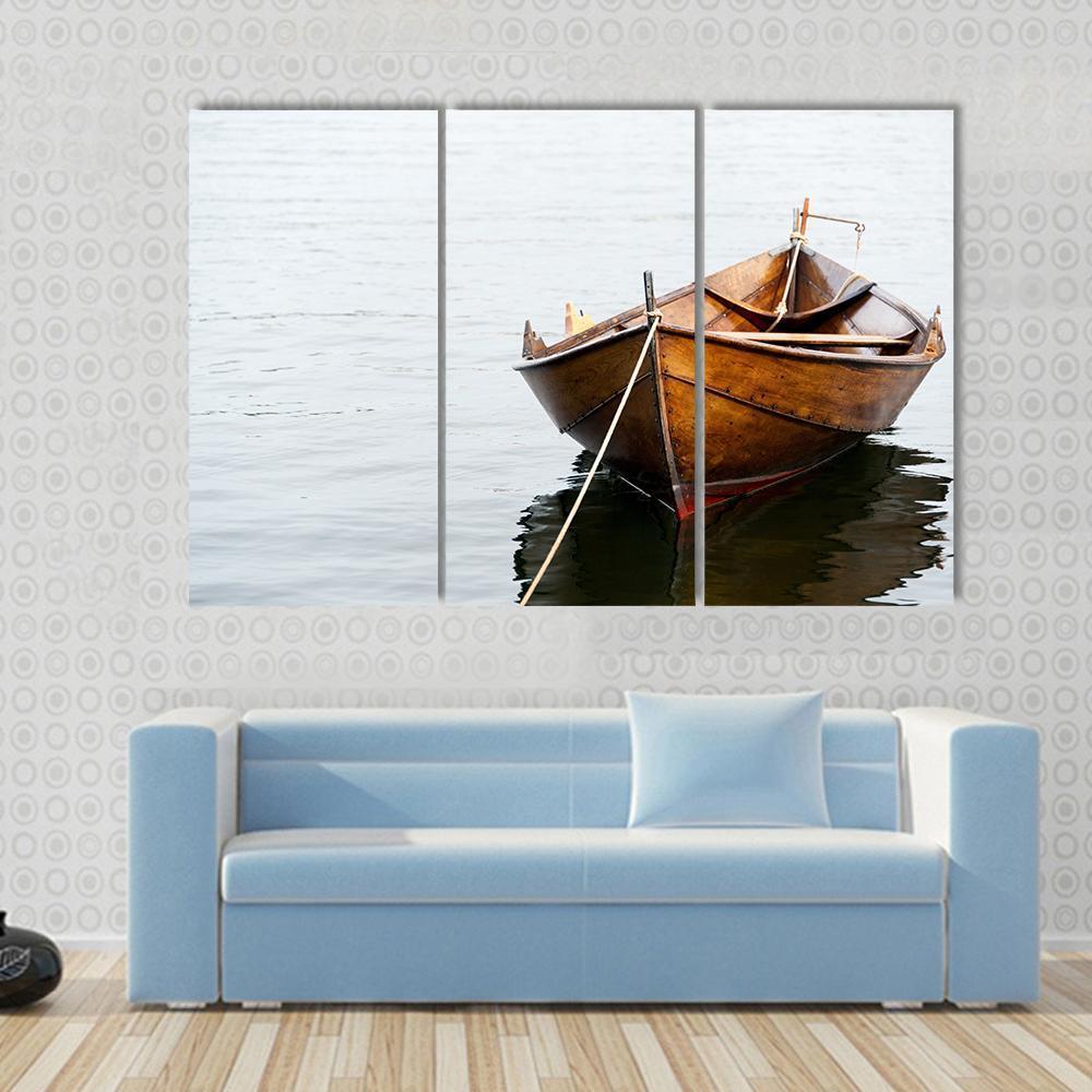 Old Wooden Row Boat Canvas Wall Art-3 Horizontal-Gallery Wrap-37" x 24"-Tiaracle