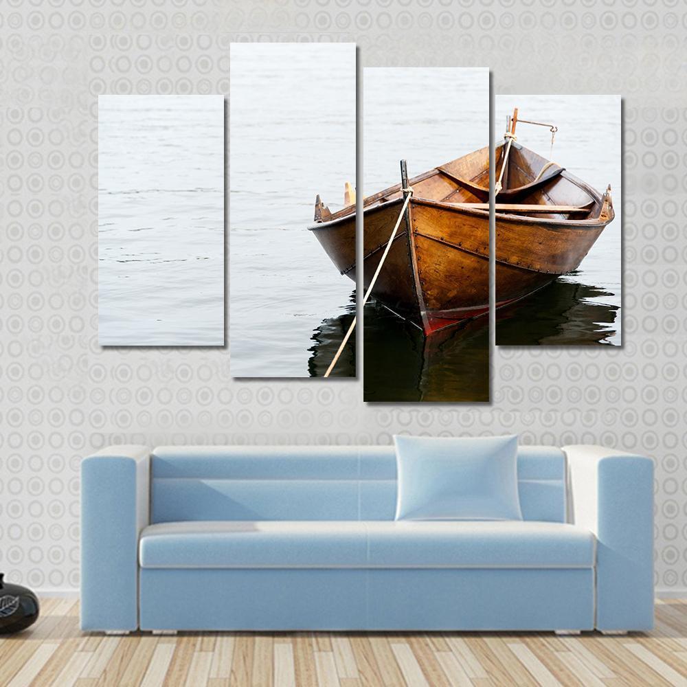 Old Wooden Row Boat Canvas Wall Art-4 Pop-Gallery Wrap-50" x 32"-Tiaracle