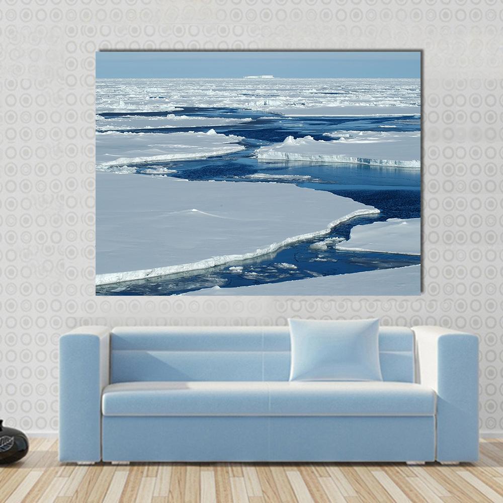 Antarctic Pack Ice Canvas Wall Art-1 Piece-Gallery Wrap-48" x 32"-Tiaracle