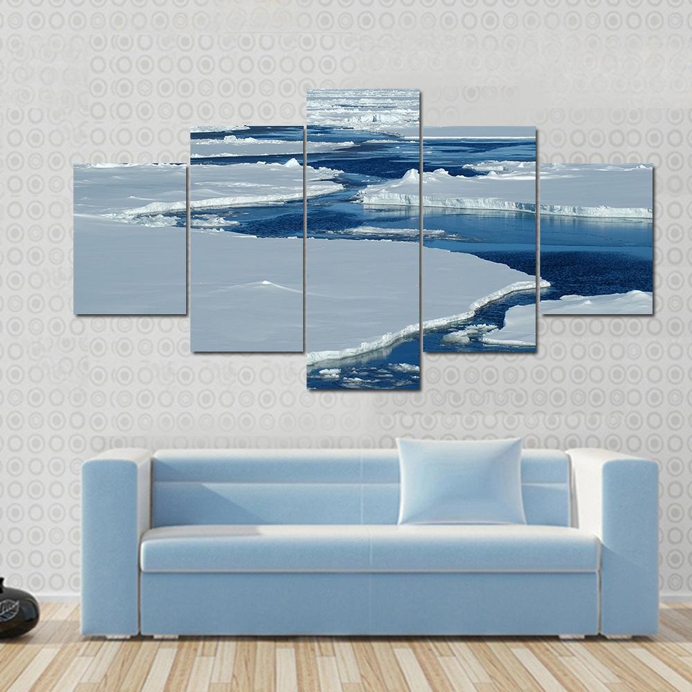 Antarctic Pack Ice Canvas Wall Art-5 Star-Gallery Wrap-62" x 32"-Tiaracle