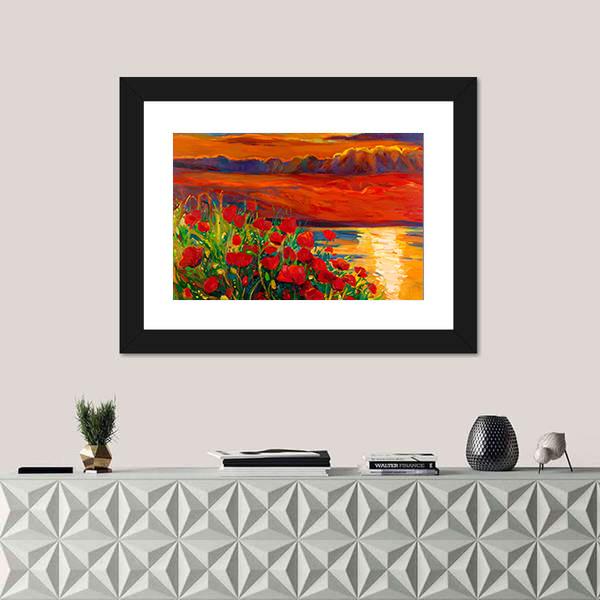 Opium Poppy Field Canvas Wall Art-1 Piece-Framed Print-20" x 16"-Tiaracle