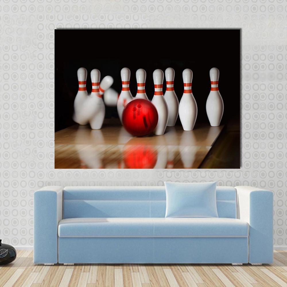 Bowling Strike Canvas Wall Art-1 Piece-Gallery Wrap-48" x 32"-Tiaracle