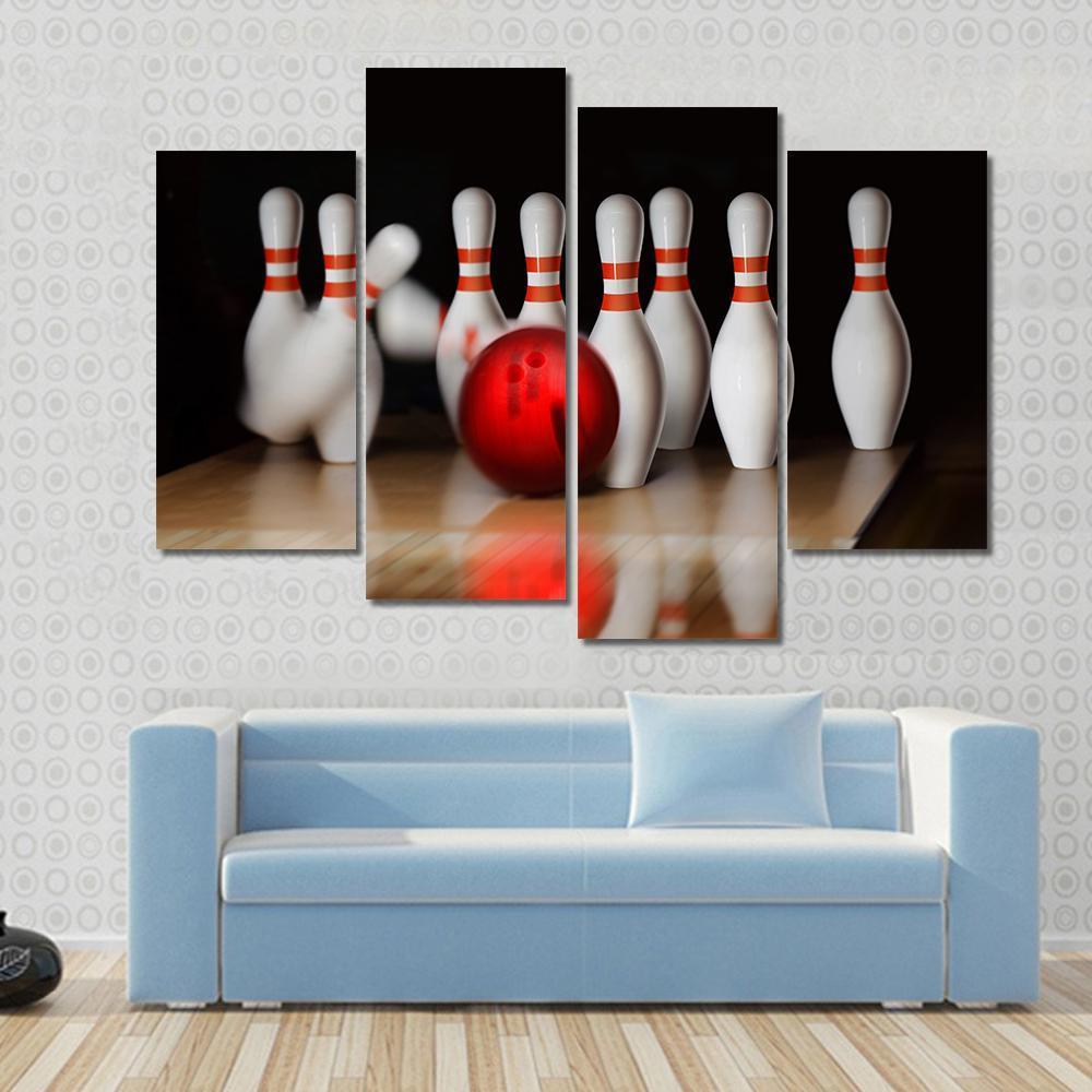 Bowling Strike Canvas Wall Art-4 Pop-Gallery Wrap-50" x 32"-Tiaracle