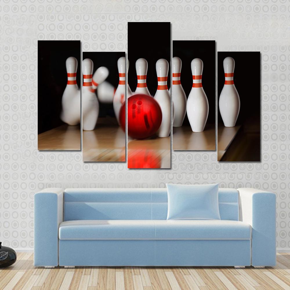 Bowling Strike Canvas Wall Art-5 Pop-Gallery Wrap-47" x 32"-Tiaracle