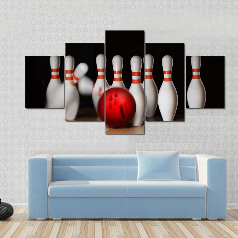 Bowling Strike Canvas Wall Art-5 Star-Gallery Wrap-62" x 32"-Tiaracle