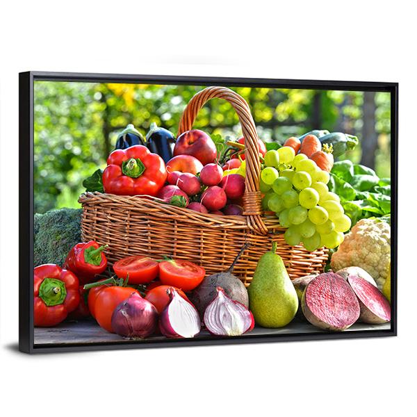 Organic Vegetables & Fruits Canvas Wall Art-3 Horizontal-Gallery Wrap-25" x 16"-Tiaracle