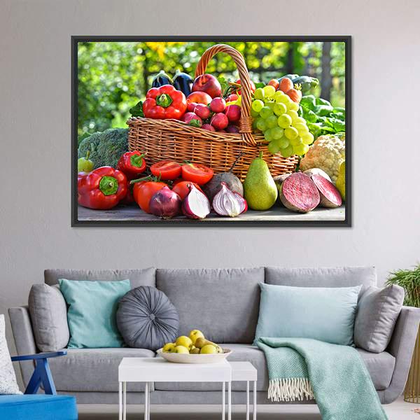 Organic Vegetables & Fruits Canvas Wall Art-3 Horizontal-Gallery Wrap-25" x 16"-Tiaracle