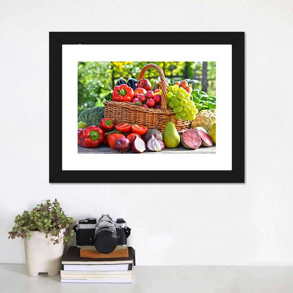 Organic Vegetables & Fruits Canvas Wall Art-1 Piece-Framed Print-20" x 16"-Tiaracle