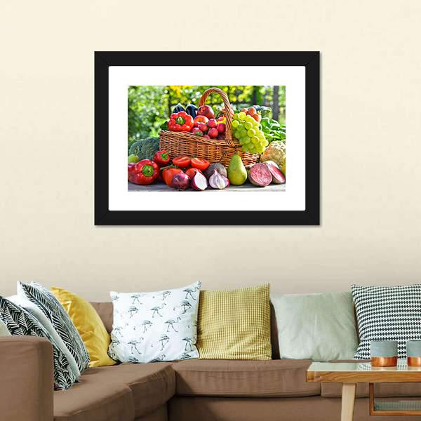 Organic Vegetables & Fruits Canvas Wall Art-3 Horizontal-Gallery Wrap-25" x 16"-Tiaracle