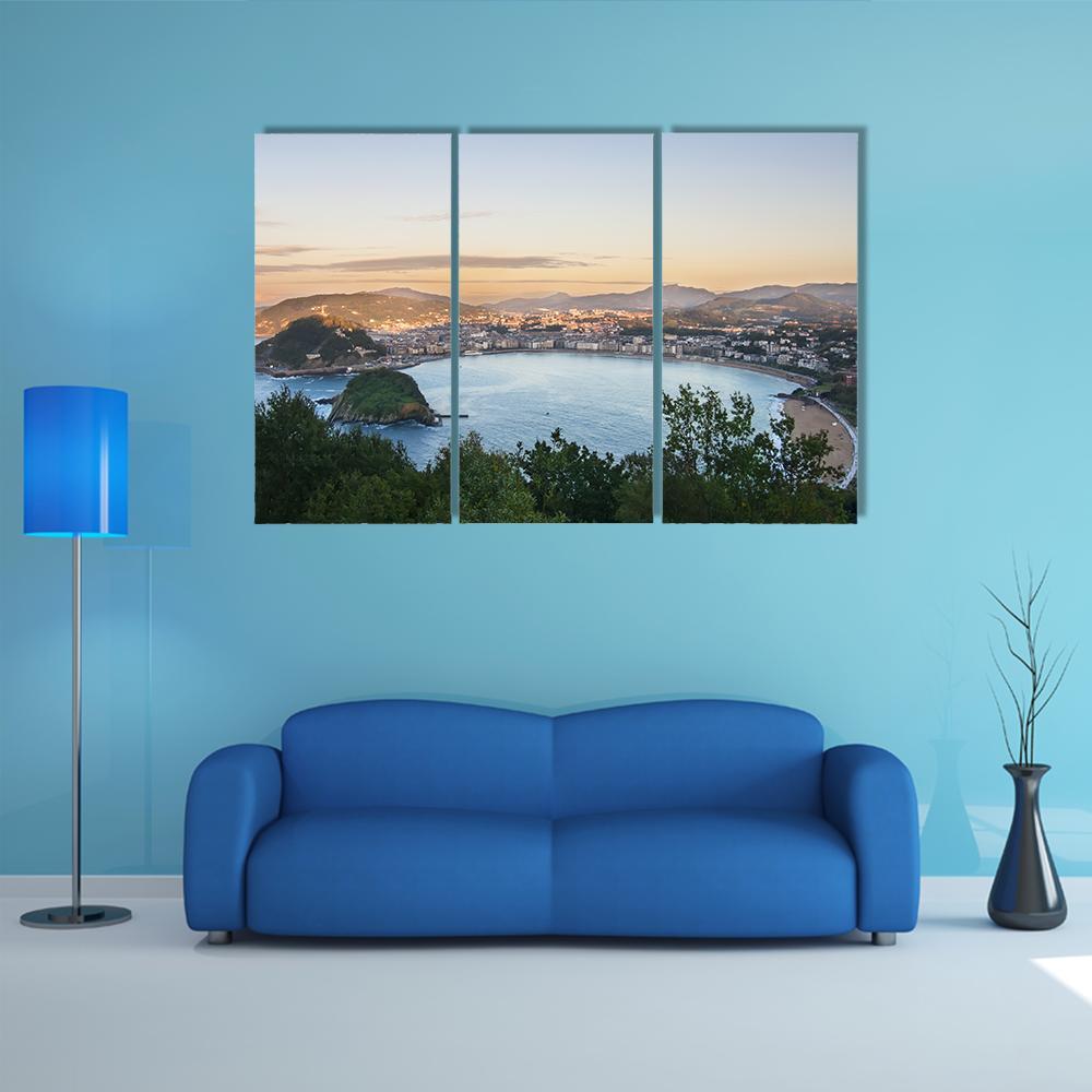 Bay Of San Sebastian Canvas Wall Art-3 Horizontal-Gallery Wrap-37" x 24"-Tiaracle