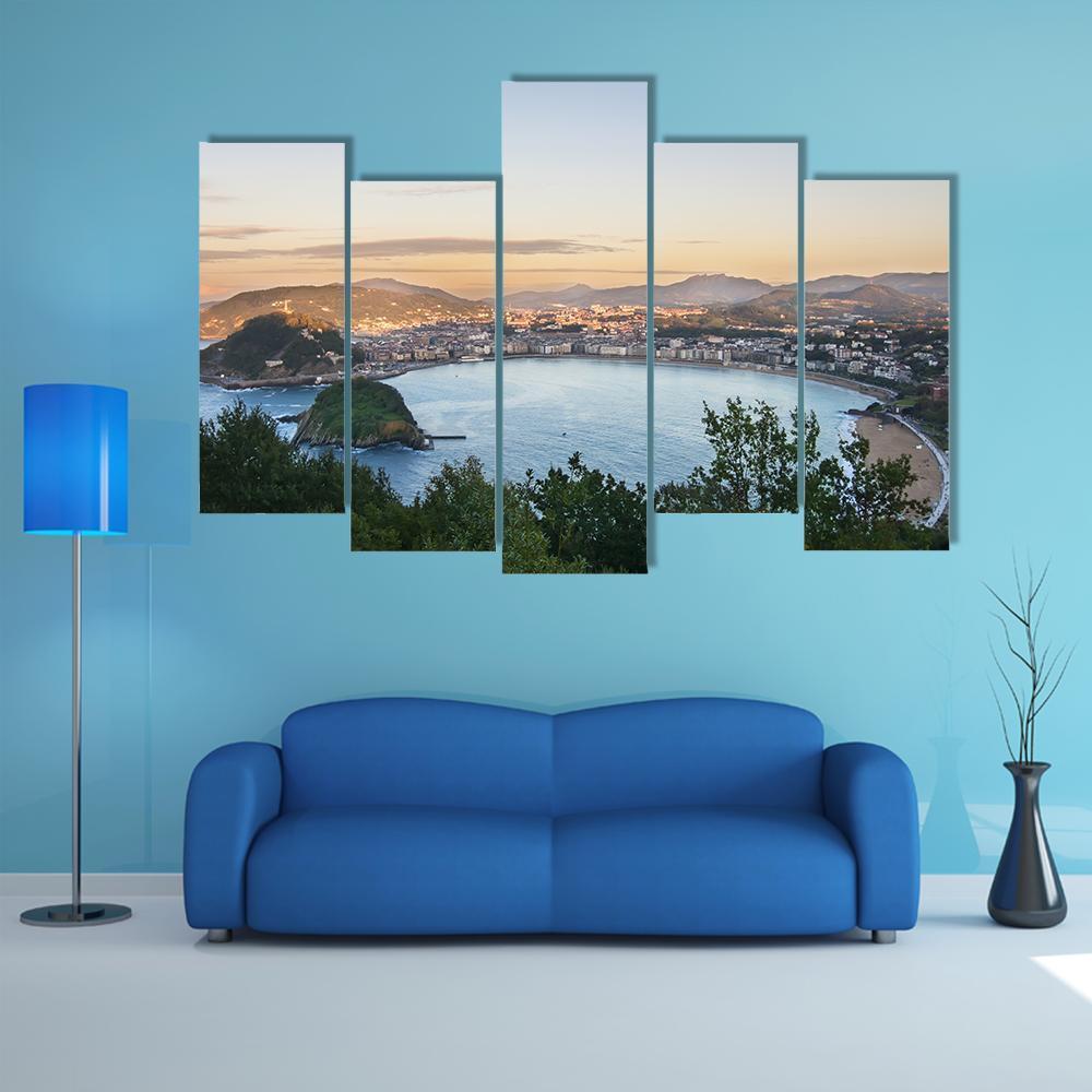 Bay Of San Sebastian Canvas Wall Art-5 Pop-Gallery Wrap-47" x 32"-Tiaracle