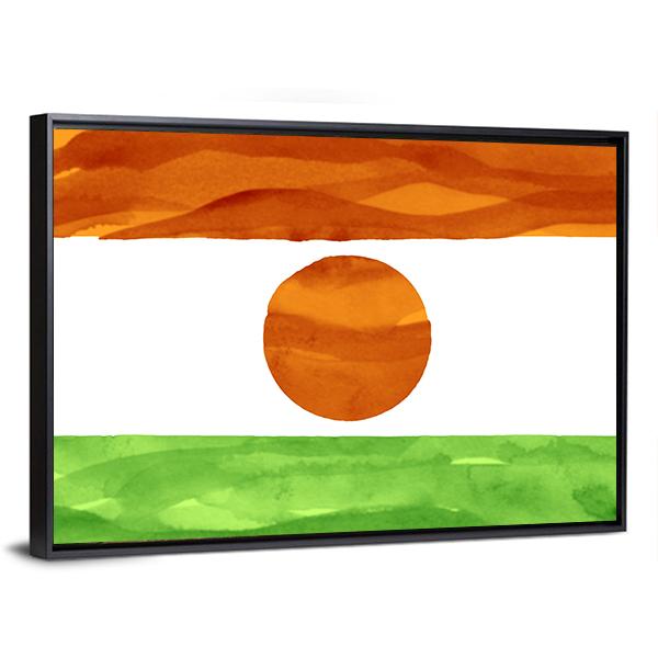 Painted Flag Of Niger Canvas Wall Art-3 Horizontal-Gallery Wrap-25" x 16"-Tiaracle