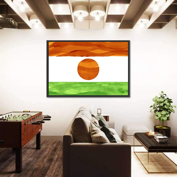 Painted Flag Of Niger Canvas Wall Art-3 Horizontal-Gallery Wrap-25" x 16"-Tiaracle