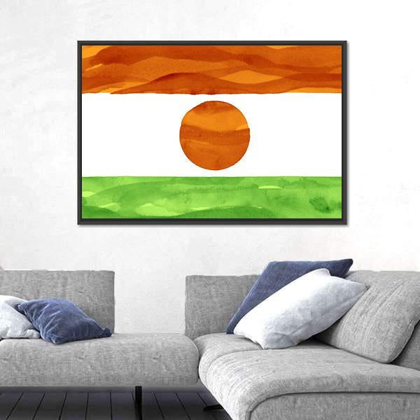 Painted Flag Of Niger Canvas Wall Art-3 Horizontal-Gallery Wrap-25" x 16"-Tiaracle