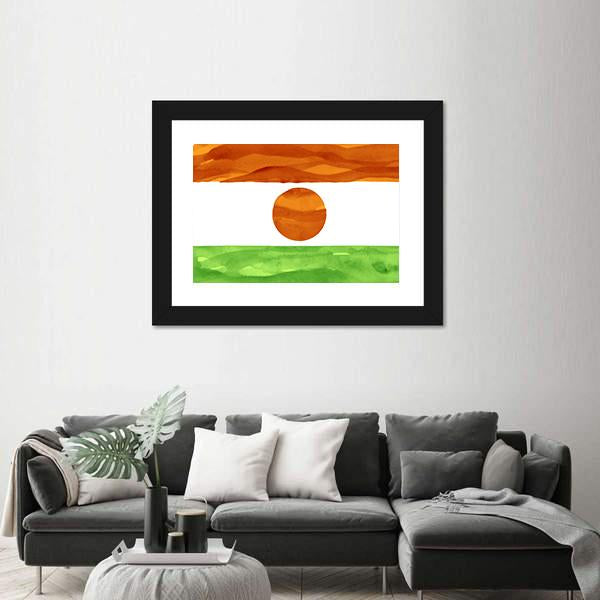 Painted Flag Of Niger Canvas Wall Art-3 Horizontal-Gallery Wrap-25" x 16"-Tiaracle