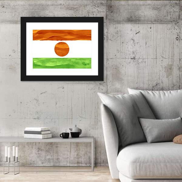 Painted Flag Of Niger Canvas Wall Art-3 Horizontal-Gallery Wrap-25" x 16"-Tiaracle
