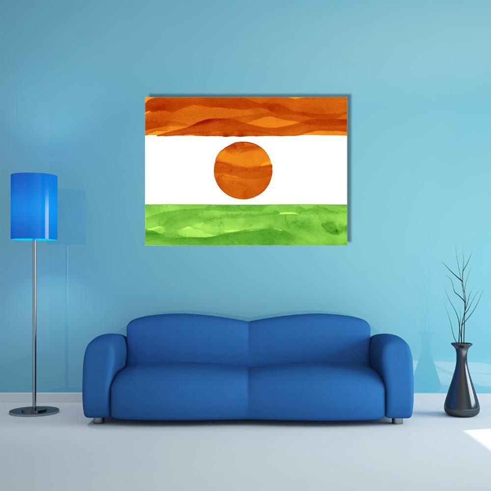 Painted Flag Of Niger Canvas Wall Art-1 Piece-Gallery Wrap-48" x 32"-Tiaracle