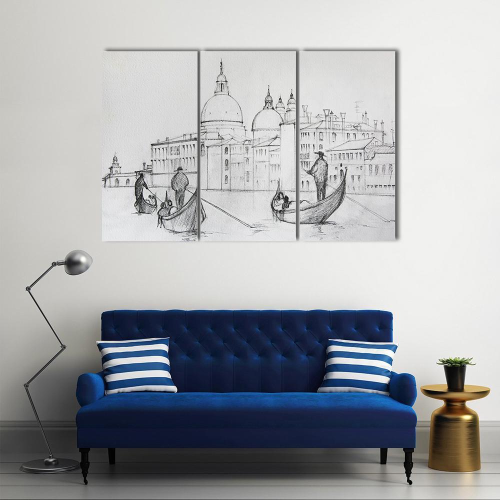 Painting Of Venice Italy Canvas Wall Art-3 Horizontal-Gallery Wrap-37" x 24"-Tiaracle
