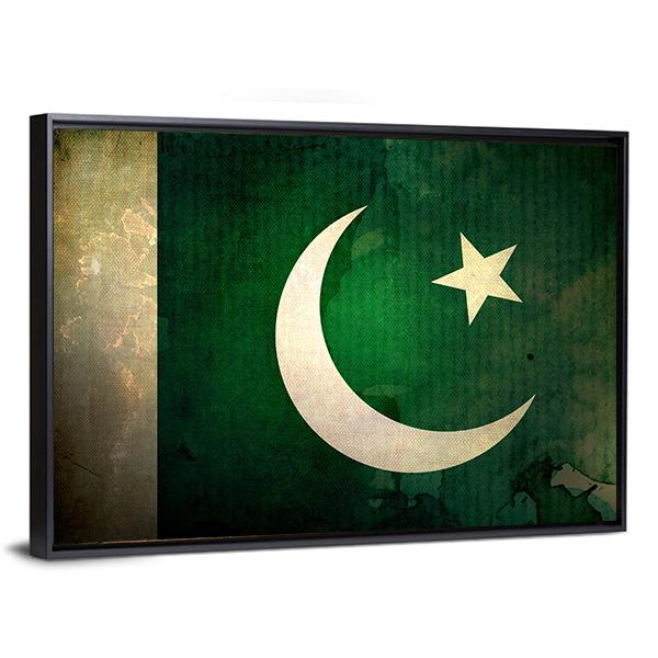 Pakistan Flag On Grunge Texture Canvas Wall Art-3 Horizontal-Gallery Wrap-25" x 16"-Tiaracle