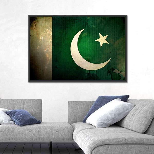 Pakistan Flag On Grunge Texture Canvas Wall Art-3 Horizontal-Gallery Wrap-25" x 16"-Tiaracle