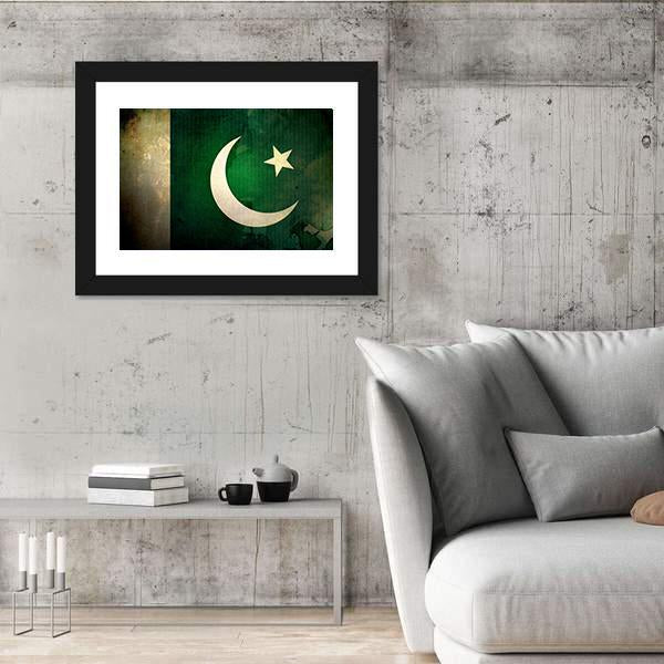 Pakistan Flag On Grunge Texture Canvas Wall Art-3 Horizontal-Gallery Wrap-25" x 16"-Tiaracle