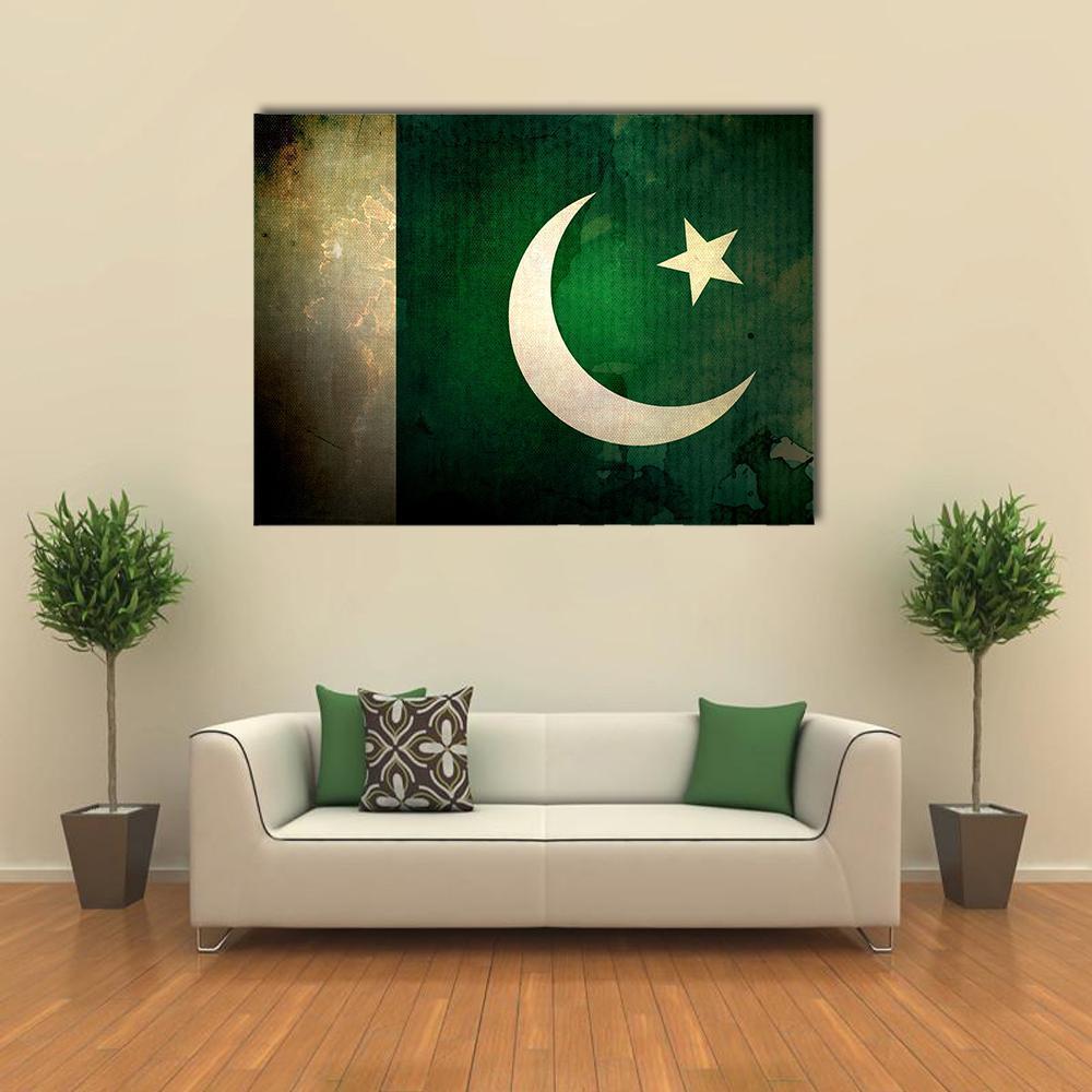 Pakistan Flag On Grunge Texture Canvas Wall Art-1 Piece-Gallery Wrap-48" x 32"-Tiaracle