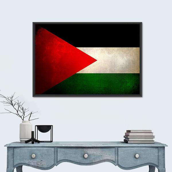 Grunge Palestine Flag Canvas Wall Art-3 Horizontal-Gallery Wrap-25" x 16"-Tiaracle