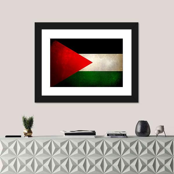 Grunge Palestine Flag Canvas Wall Art-3 Horizontal-Gallery Wrap-25" x 16"-Tiaracle