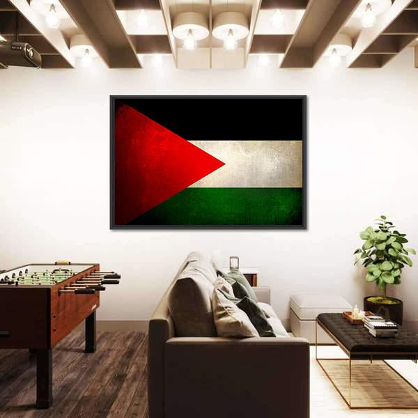 Grunge Palestine Flag Canvas Wall Art-3 Horizontal-Gallery Wrap-25" x 16"-Tiaracle