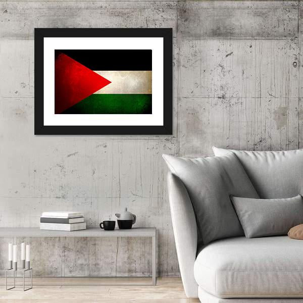 Grunge Palestine Flag Canvas Wall Art-3 Horizontal-Gallery Wrap-25" x 16"-Tiaracle