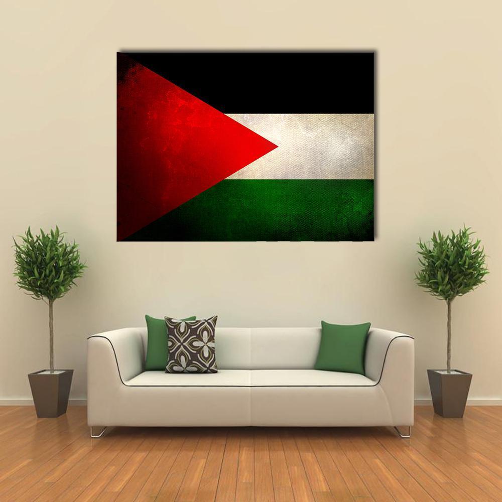Grunge Palestine Flag Canvas Wall Art-1 Piece-Gallery Wrap-48" x 32"-Tiaracle