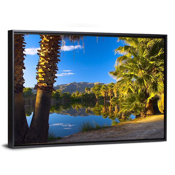 Palm Trees In Spring Season Canvas Wall Art-3 Horizontal-Gallery Wrap-25" x 16"-Tiaracle