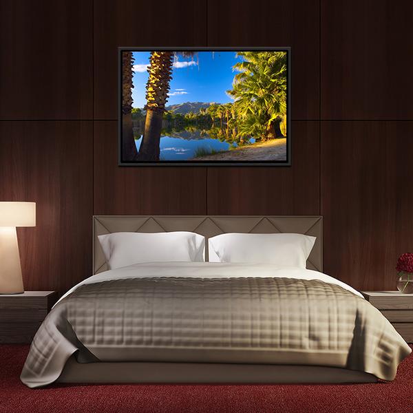 Palm Trees In Spring Season Canvas Wall Art-3 Horizontal-Gallery Wrap-25" x 16"-Tiaracle