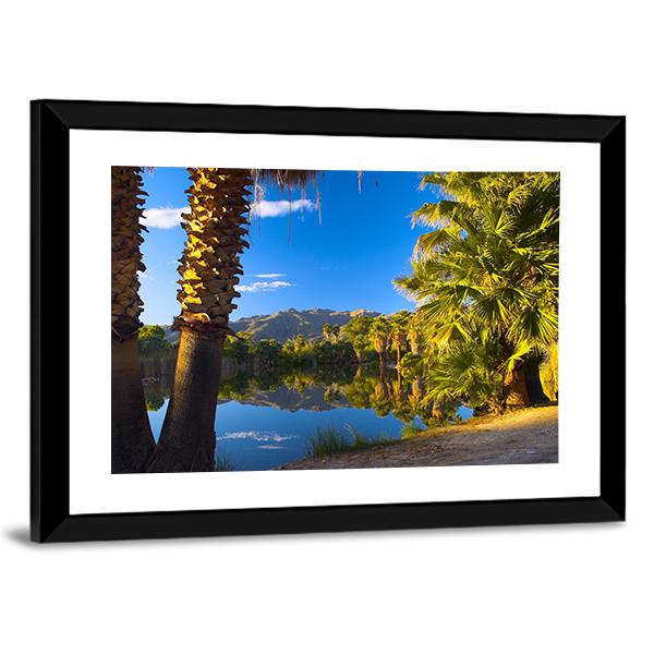 Palm Trees In Spring Season Canvas Wall Art-3 Horizontal-Gallery Wrap-25" x 16"-Tiaracle