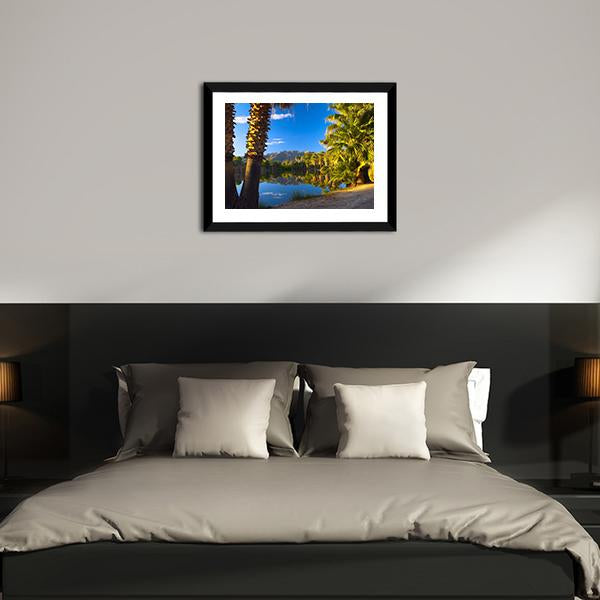 Palm Trees In Spring Season Canvas Wall Art-3 Horizontal-Gallery Wrap-25" x 16"-Tiaracle