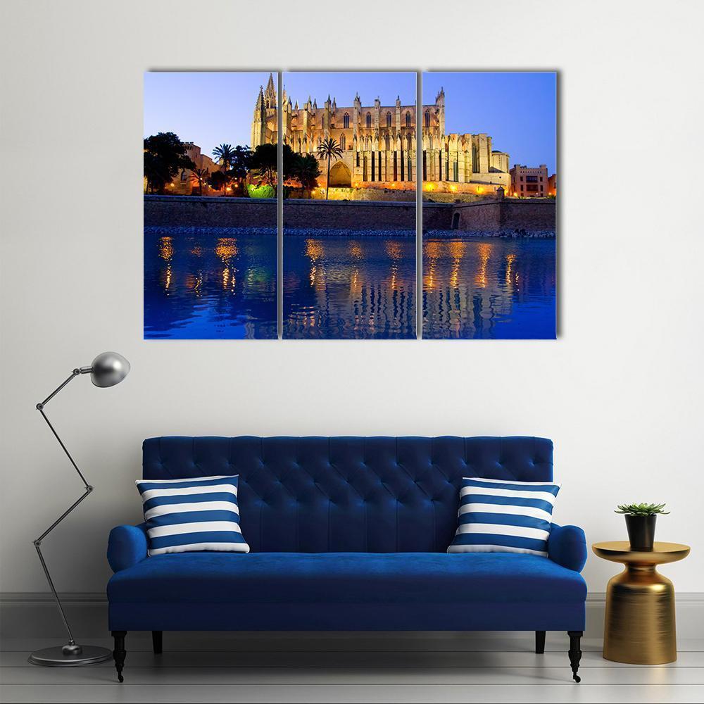 Palma Cathedral Canvas Wall Art-3 Horizontal-Gallery Wrap-37" x 24"-Tiaracle