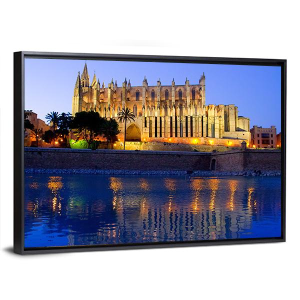 Palma Cathedral Canvas Wall Art-3 Horizontal-Gallery Wrap-25" x 16"-Tiaracle
