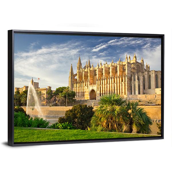 Palma Cathedral Spain Canvas Wall Art-3 Horizontal-Gallery Wrap-25" x 16"-Tiaracle