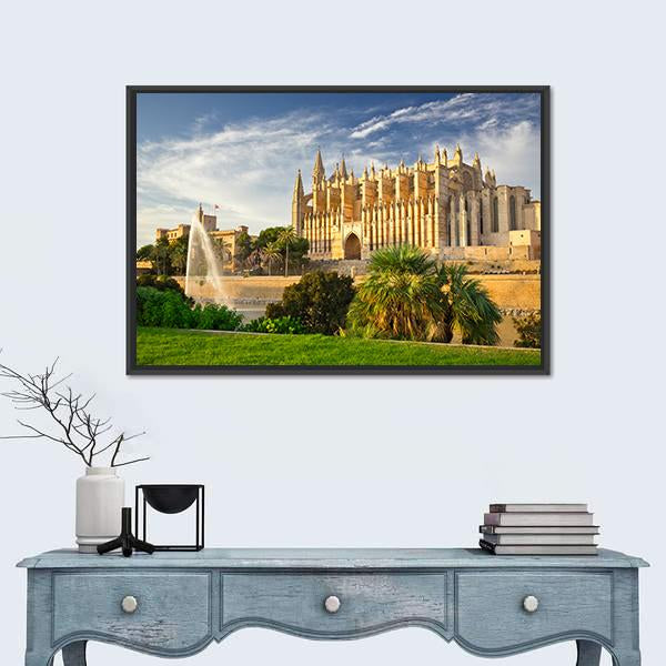 Palma Cathedral Spain Canvas Wall Art-3 Horizontal-Gallery Wrap-25" x 16"-Tiaracle