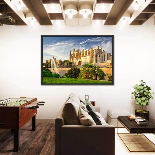 Palma Cathedral Spain Canvas Wall Art-3 Horizontal-Gallery Wrap-25" x 16"-Tiaracle