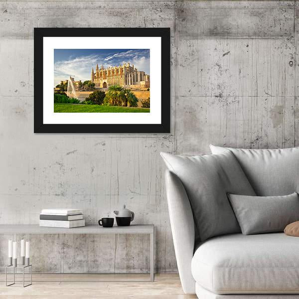 Palma Cathedral Spain Canvas Wall Art-3 Horizontal-Gallery Wrap-25" x 16"-Tiaracle