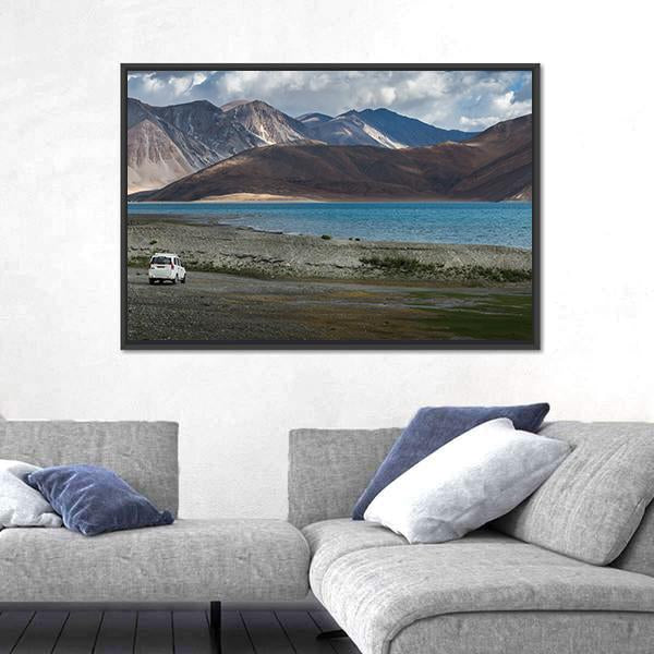 Pangong Lake India Canvas Wall Art-1 Piece-Floating Frame-24" x 16"-Tiaracle