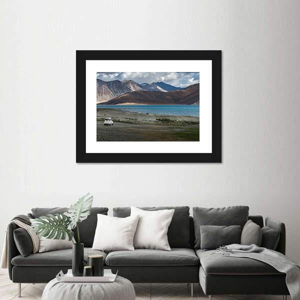 Pangong Lake India Canvas Wall Art-1 Piece-Framed Print-20" x 16"-Tiaracle