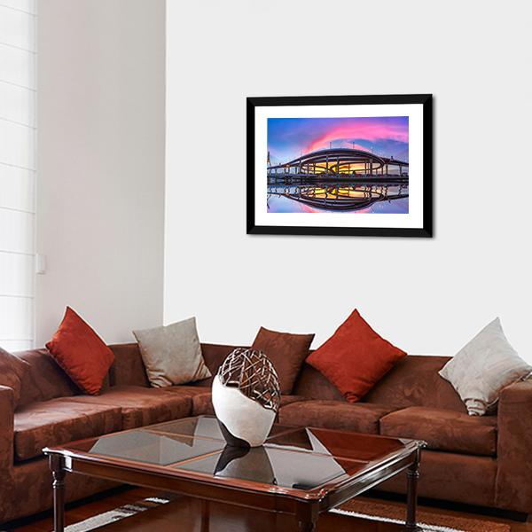 Bhumibol Bridge At Twilight Canvas Wall Art-3 Horizontal-Gallery Wrap-25" x 16"-Tiaracle
