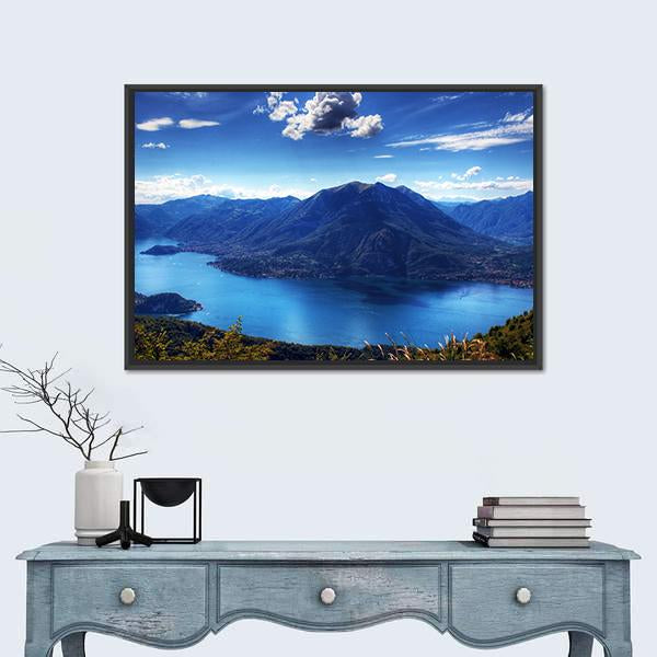 Como Lake With Lugano Lake Canvas Wall Art-3 Horizontal-Gallery Wrap-25" x 16"-Tiaracle