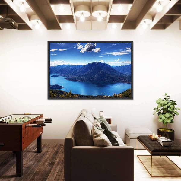 Como Lake With Lugano Lake Canvas Wall Art-3 Horizontal-Gallery Wrap-25" x 16"-Tiaracle