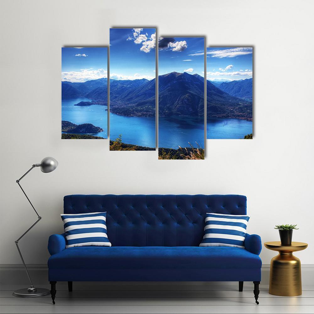 Como Lake With Lugano Lake Canvas Wall Art-4 Pop-Gallery Wrap-50" x 32"-Tiaracle