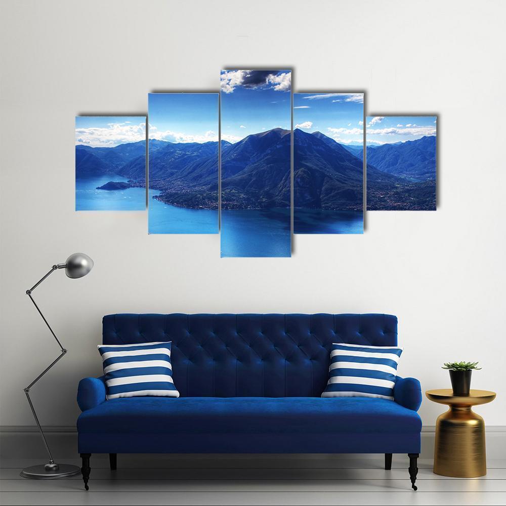 Como Lake With Lugano Lake Canvas Wall Art-5 Star-Gallery Wrap-62" x 32"-Tiaracle