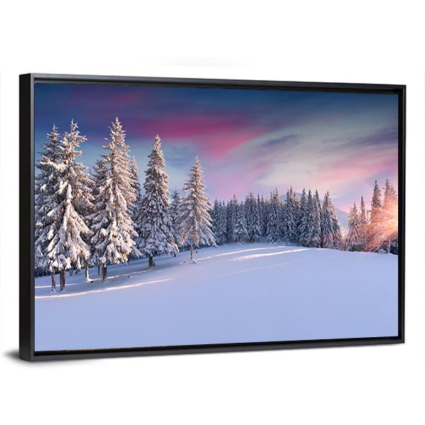 Panorama Of Winter Sunrise Canvas Wall Art-3 Horizontal-Gallery Wrap-25" x 16"-Tiaracle