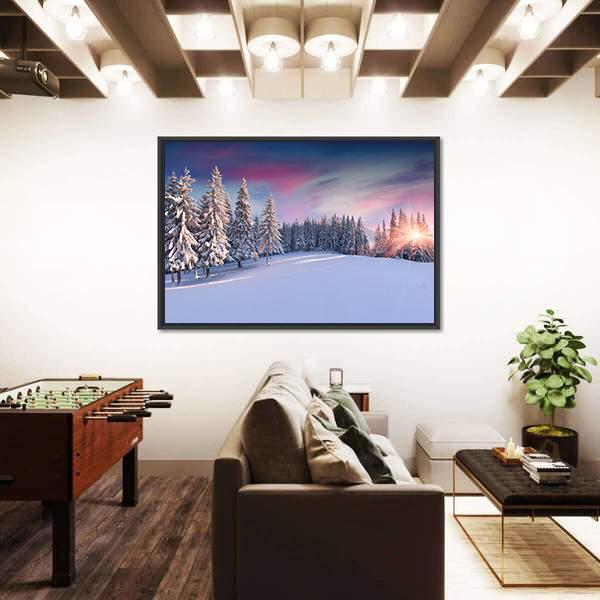 Panorama Of Winter Sunrise Canvas Wall Art-3 Horizontal-Gallery Wrap-25" x 16"-Tiaracle